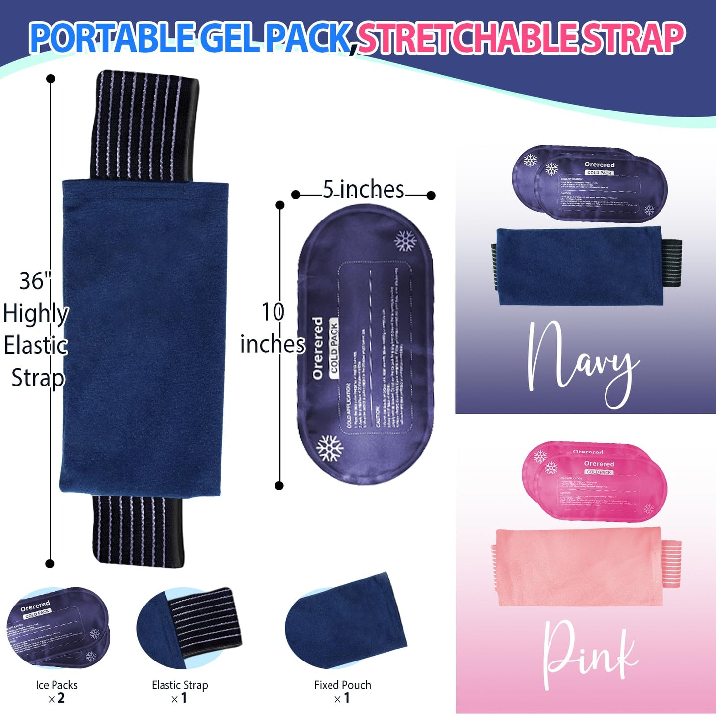 Ice Packs for Injuries Reusable, 3-Piece Set Soft Cold Gel Soft Ice Wrap for Injury, Alleviate Joint and Muscle Pain - Gel Ice Pack Resuable for Back, Elbow, Shoulder(3pcs-Pink)