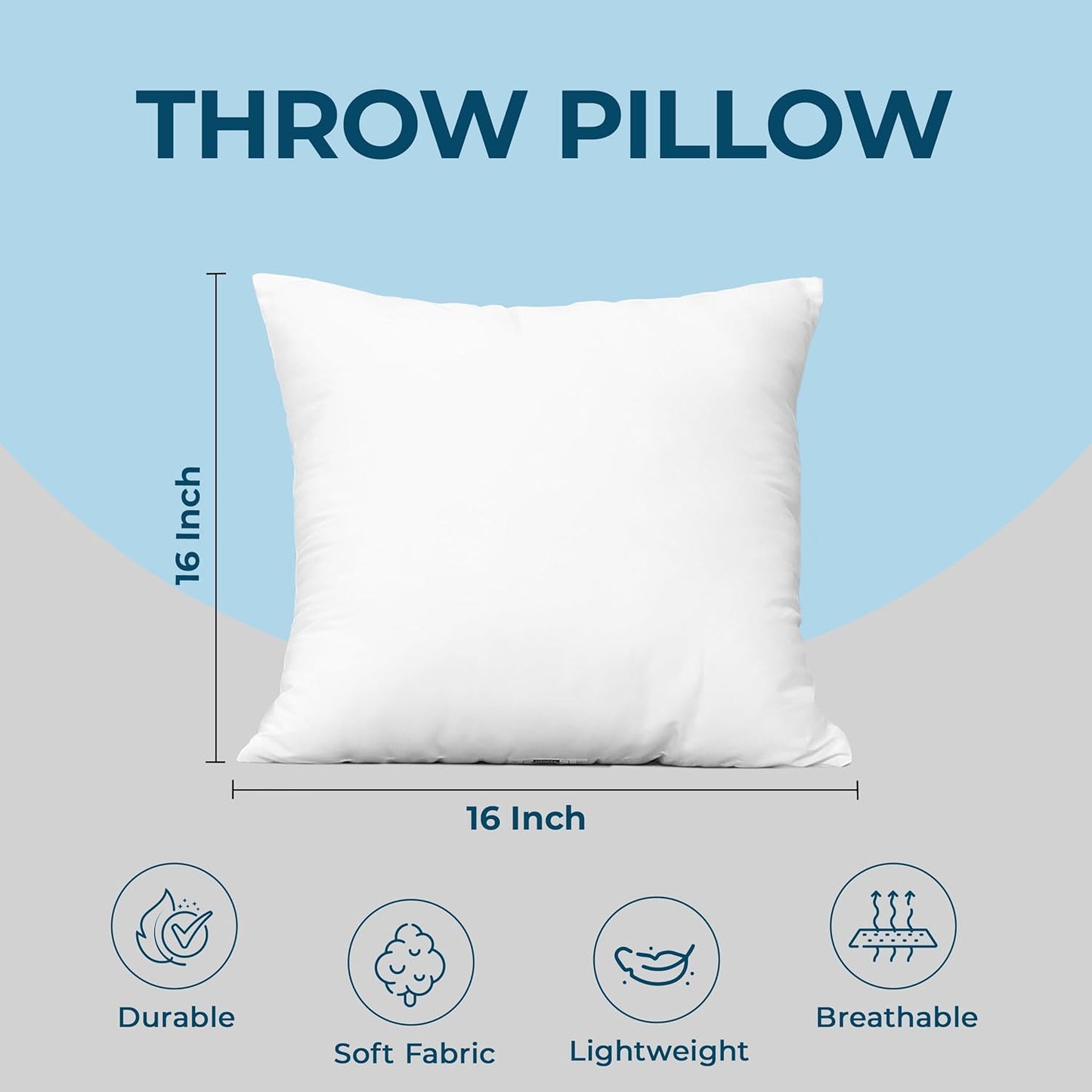Utopia Bedding Throw Pillows - Fluffy Down Alternative Set of 4 | 16 x 16 Inches, White Decorative Pillows for Home