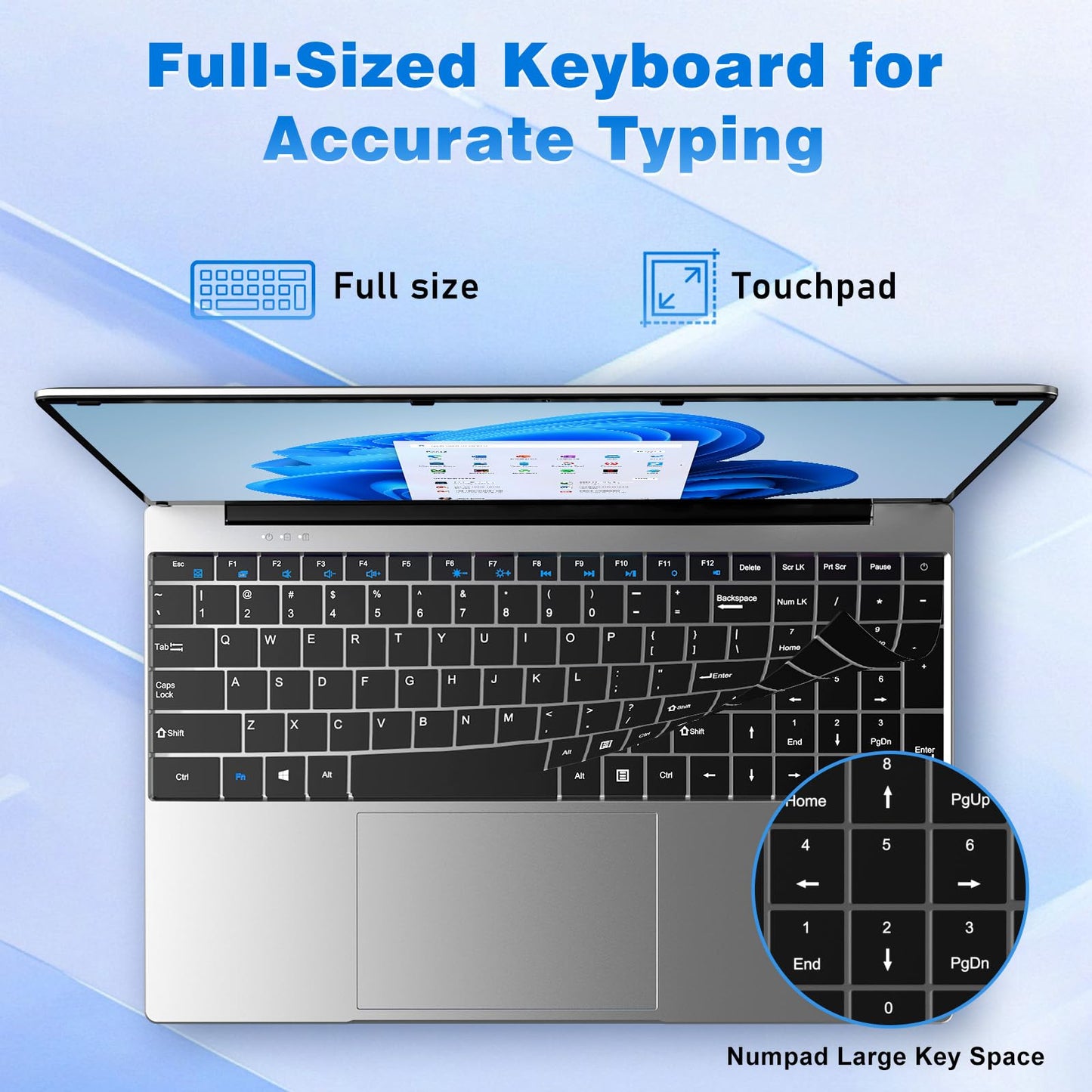 NAIKLULU Laptop Computer, Win 11 Pro Lap Top, 15.6 Inch Laptop PC 2026, 16GB RAM 256GB SSD, M3-6Y30 Processor, FHD Display 1920 * 1080P, WIFI5, BT4.2, 5000mAh Battery, for School Business Student
