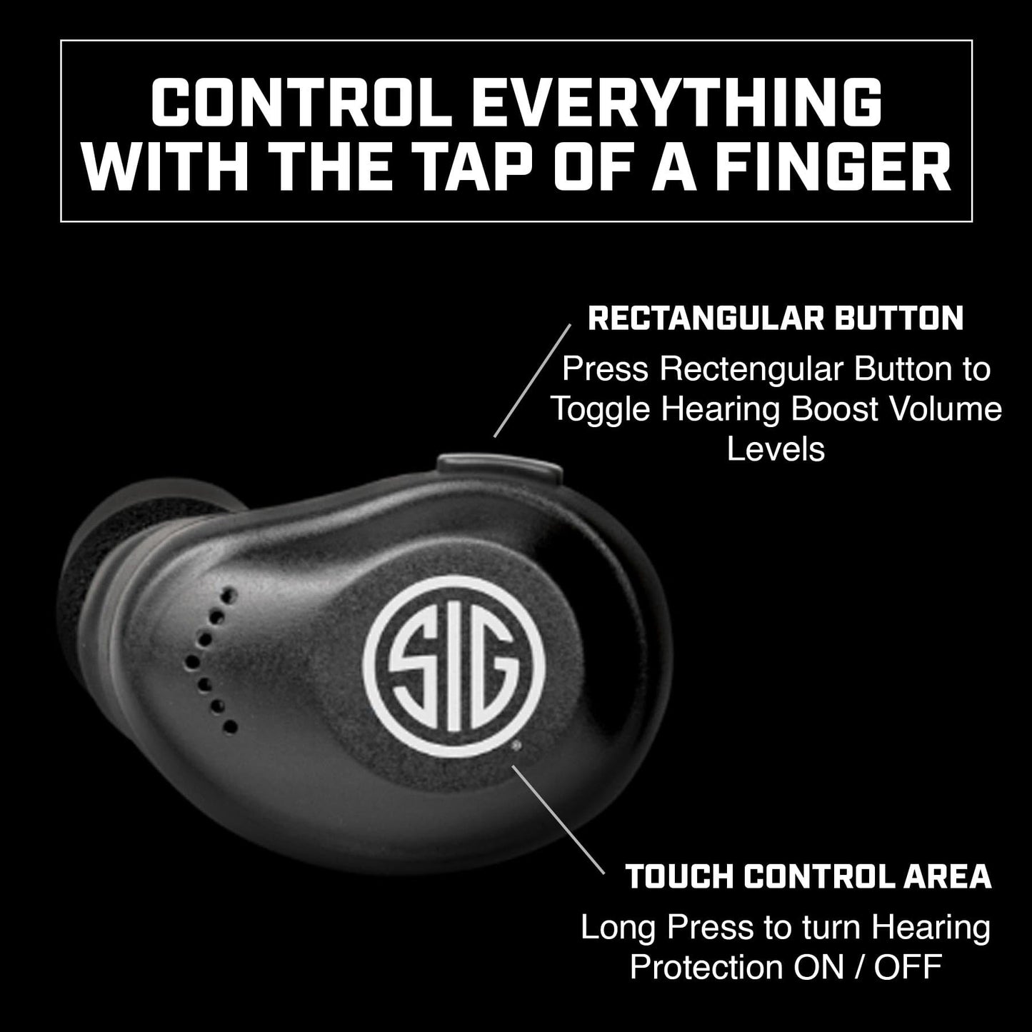 AXIL x SIG SAUER XCOR PRO Ear Buds - Hearing Enhancement & Protection - Dust & Water Resistant - Shooting Noise Reduction Bluetooth Earbuds with Touch Control - 27-29 dB SNR/21-23 dB NRR