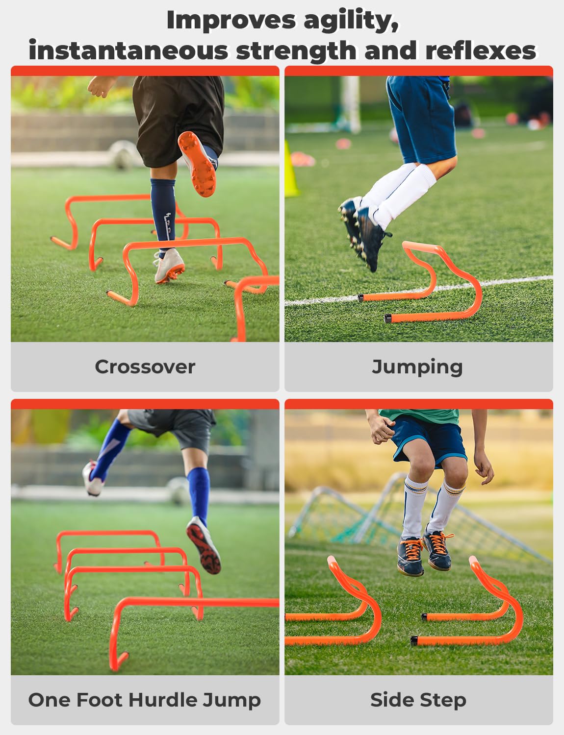GHB 5 Pack 8" Agility Hurdles Speed Agility Training Hurdles, Detachable Sturdy Hurdles Training Equipment Set with Carry Bag for Kids,Athletes,Soccer,Basketball