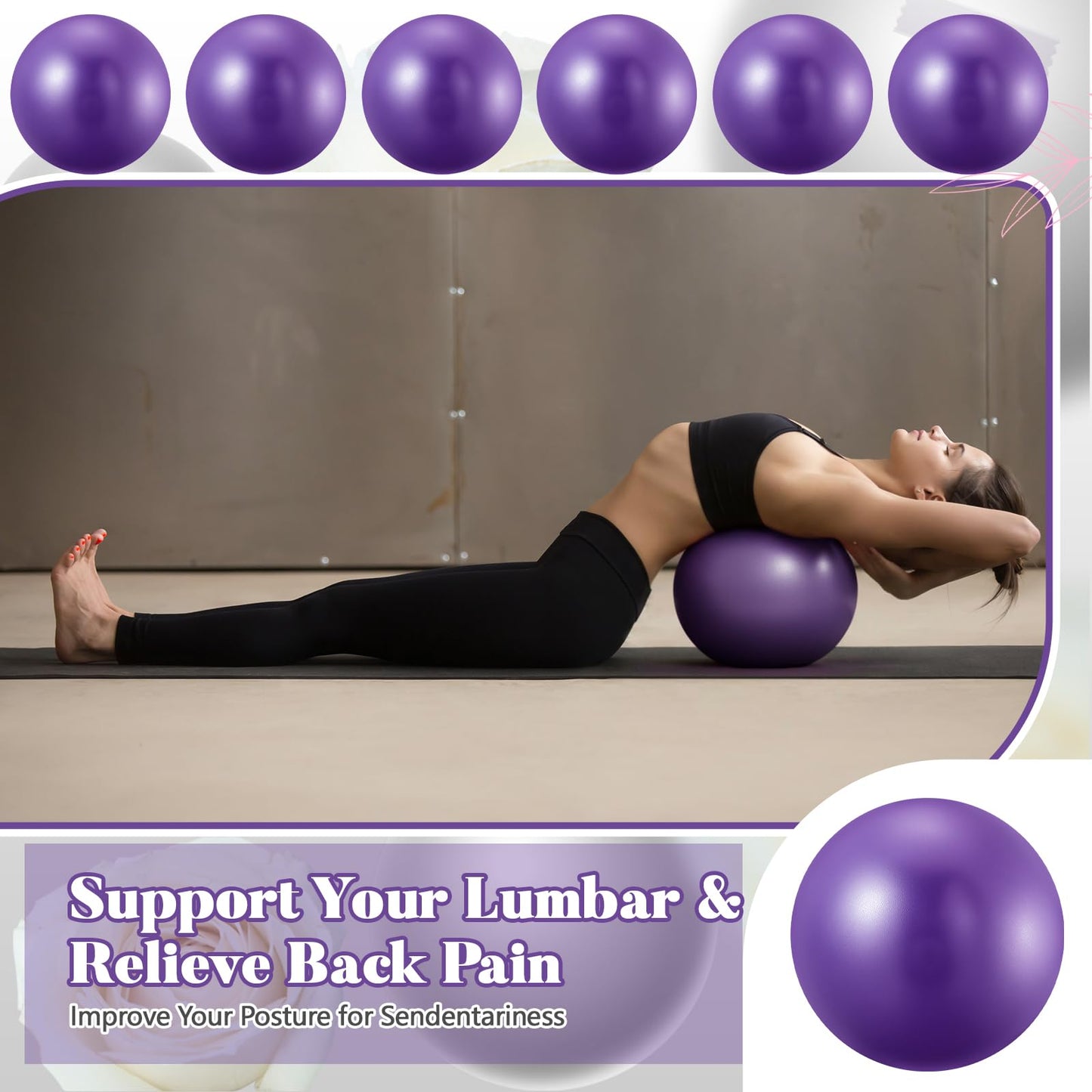 Sotiff 20 Pcs 9 Inch Pilates Ball Bulk Exercise Pilates Ball Mini Yoga Balls Therapy Core for Stability Barre Training Stretching Physical Posture Training Gym Workout with Inflation Tube(Purple)