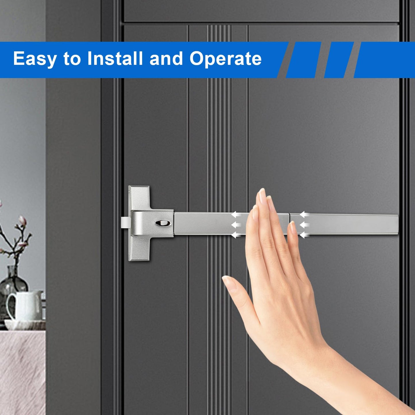 FAHKNS Panic Bars for Exit Doors Hardware Push Bar Door Push Bar Device Lock Aluminum Emergency Accessories Alarmed Fireproof Commercial Exit Devices
