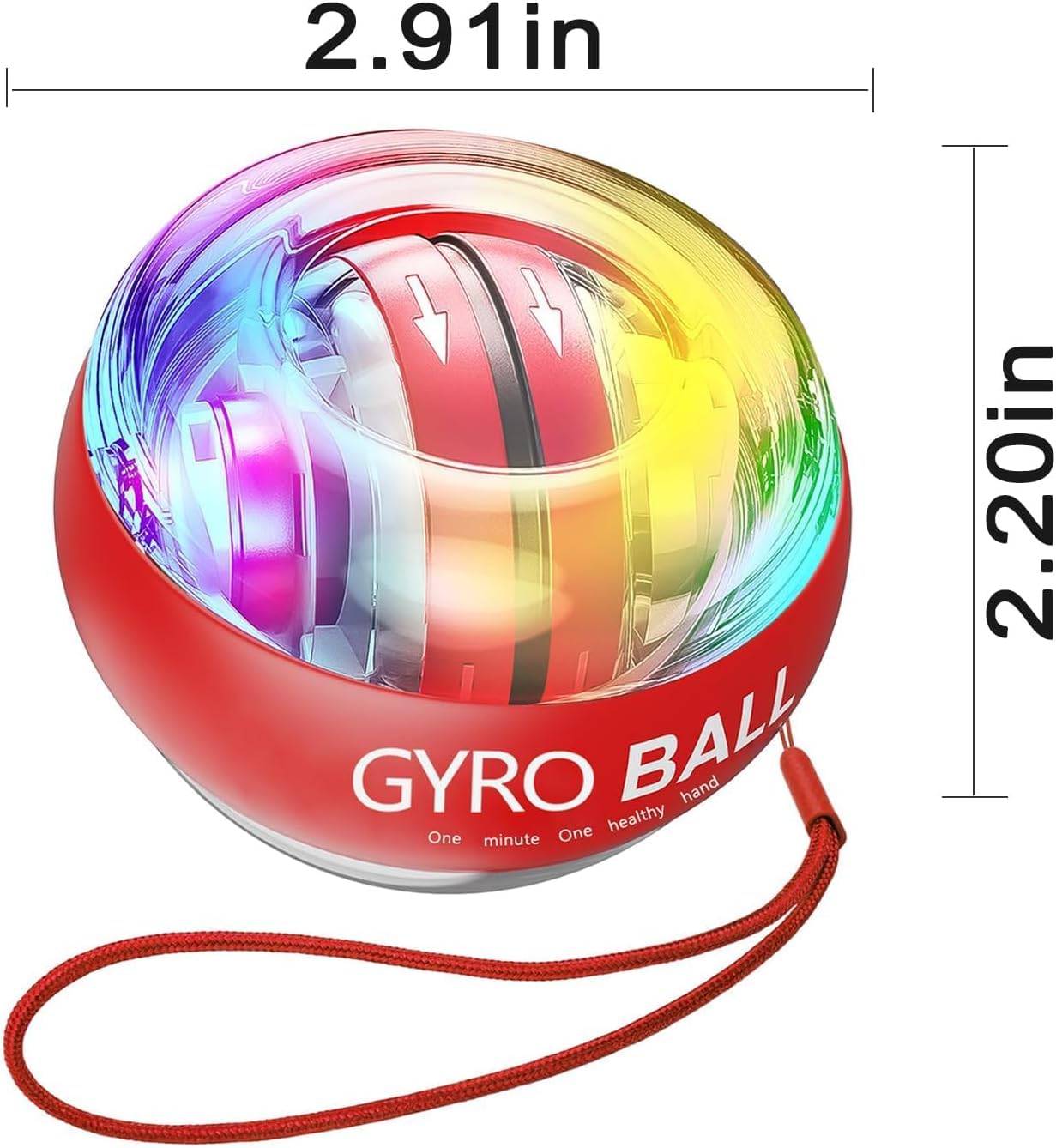 Torque Ball Hand Exerciser - Self-Starting Wrist Power Gyro Balls with Auto-Start Colorful LED Lighting, 2026 Internal Resistance System Torque-Ball (Red)