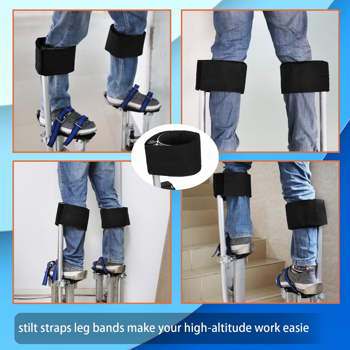 VanHuavic Drywall Stilt Straps,Comfortable Stability Suitable for All Day Wear, Heavy Duty Stilts Special Straps More Durable Work with Various Stilt Brands for Stilt,1 Pair
