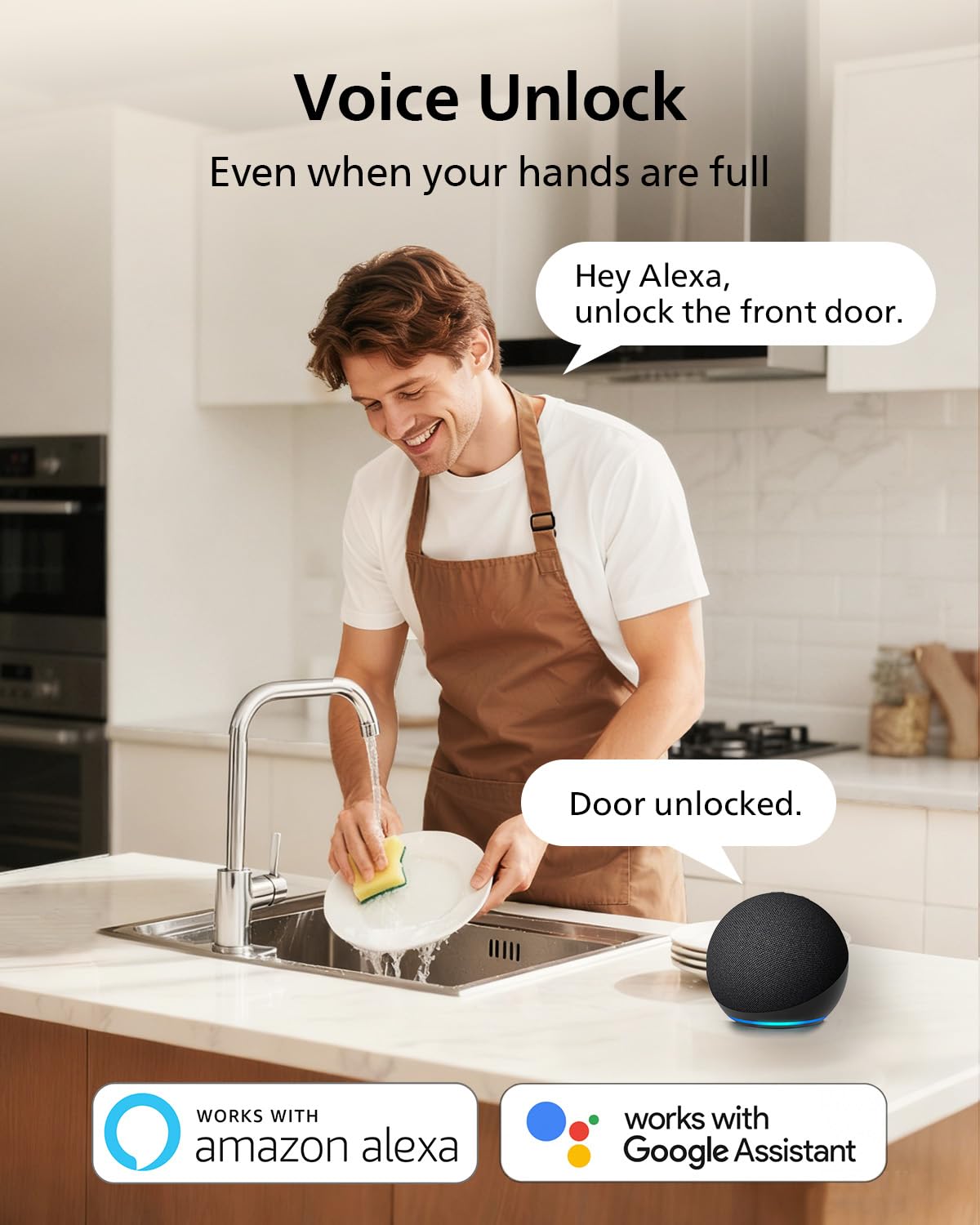 Philips Built-in WiFi Smart Lock, Keyless Entry Door Lock with App, Touchscreen, Fingerprint Door Lock — Compatible with Alexa & Google, Splash-Proof Design, Includes 8 Batteries, Black