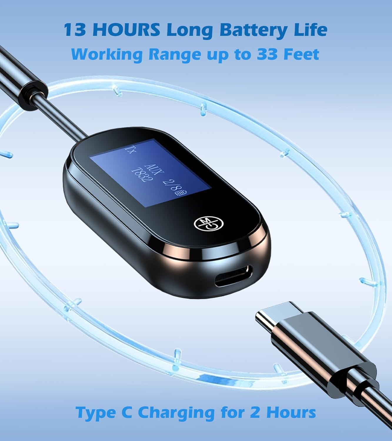 KAIY 2 1, Bluetooth Transmitter Receiver in Low Latency AUX Adapter with LCD Screen, Airplane Bluetooth Adapter