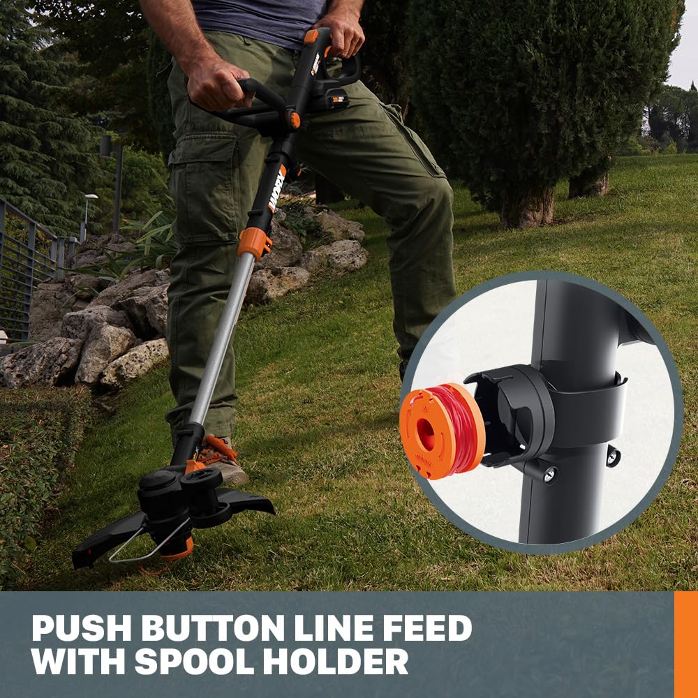 Worx 3 in 1 Cordless String Trimmer/Lawn Edger/Mini Mower, 12" Electric Weed Wacker with Command Feed, 20V Weed Eater with 5.5 LBS, Battery & Charger Included, WG170.2