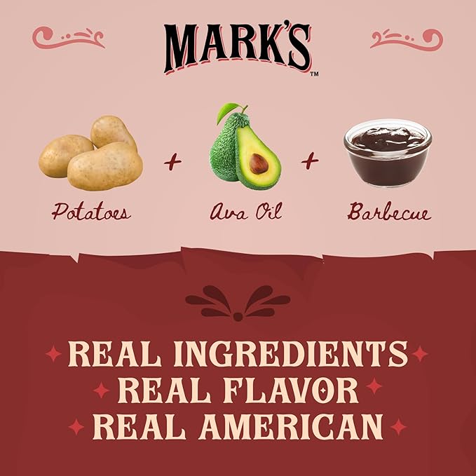 MARK’S Kettle Cooked Avocado Oil Potato Chips, BBQ – Seed Oil & GMO Free | Barbecue, 5 oz (Pack of 3) | Gluten Free, Non-GMO, Chips for Clean & Healthy Snacking