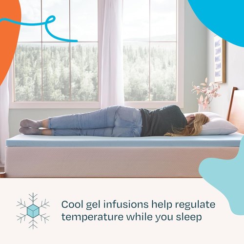 Linenspa Memory Foam Mattress Topper | Twin Size - 2 Inch Gel-Infused Foam - Cooling & Pressure Relief
