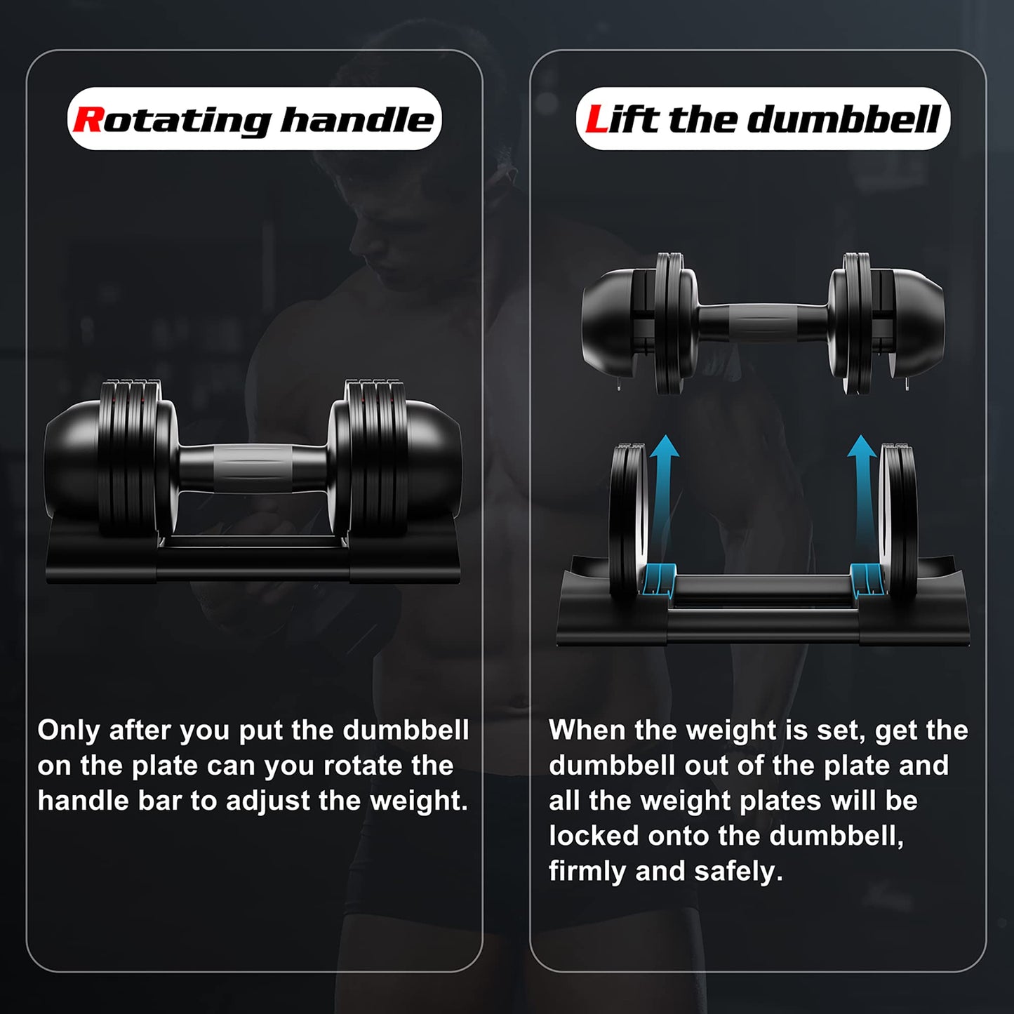 Adjustable Dumbbell Set 22lbs pair adjustable dumbbell- Perfect for Strength Training and Fitness Workouts