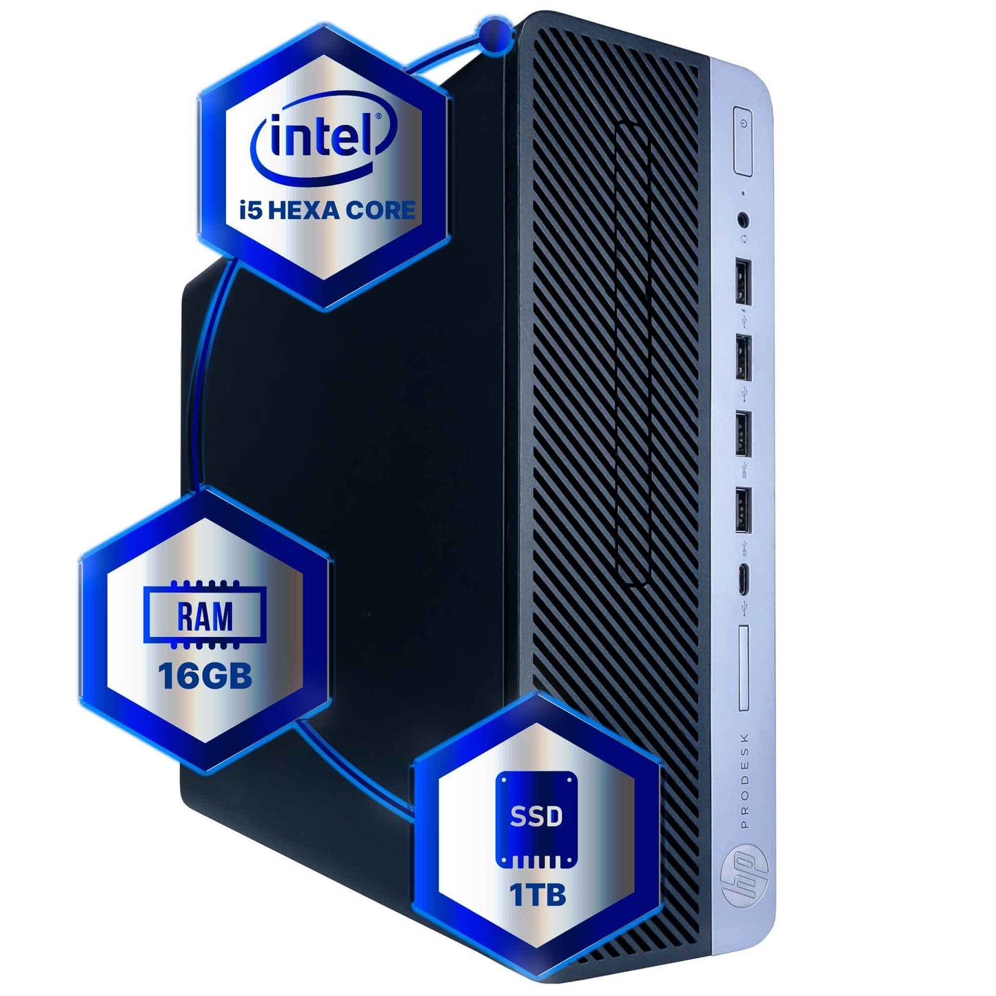 HP ProDesk 600G4 Desktop Computer | Hexa Core Intel i5 (3.2) | 16GB DDR4 RAM | 1TB SSD Solid State | Windows 11 | Home or Office PC (Renewed)
