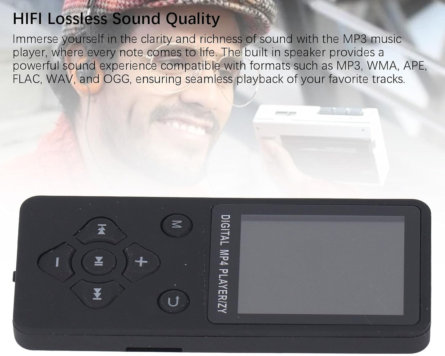 Yunseity 64GB MP3 5.0 MP3 MP4 1.8in Player, Bluetooth Portable HiFi Sound Quality Music Player, & Player with Color