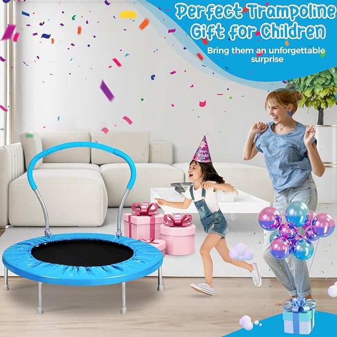 Mini Trampoline for Kids, Indoor Toddler Trampoline with Handle, Child Small Rebounder Trampoline for Indoor and Outdoor Use