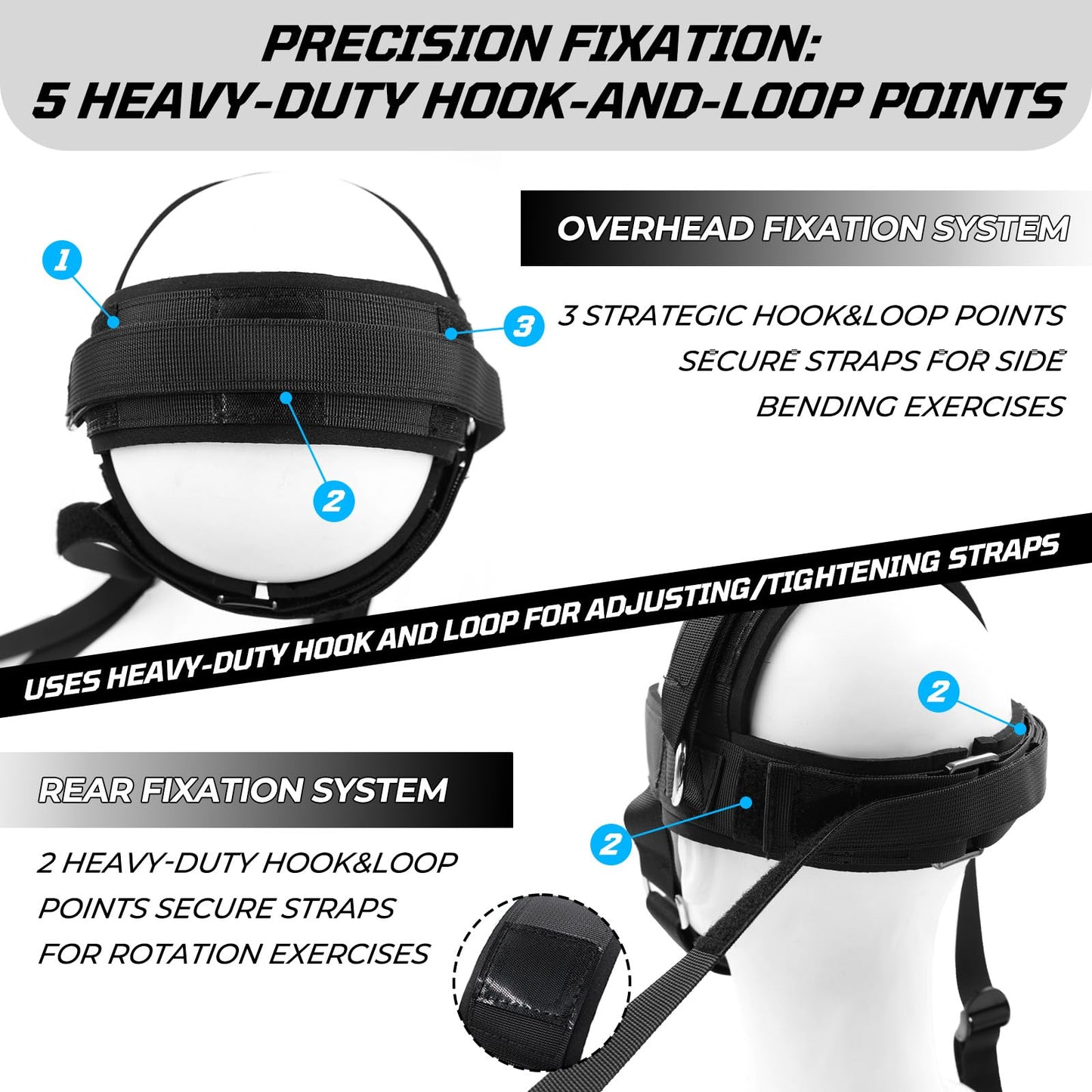 Neck Stretching Training Harness – Adjustable Chin Strap Headgear with Dual D-Rings for Neck Traction, Mobility, and Posture Support