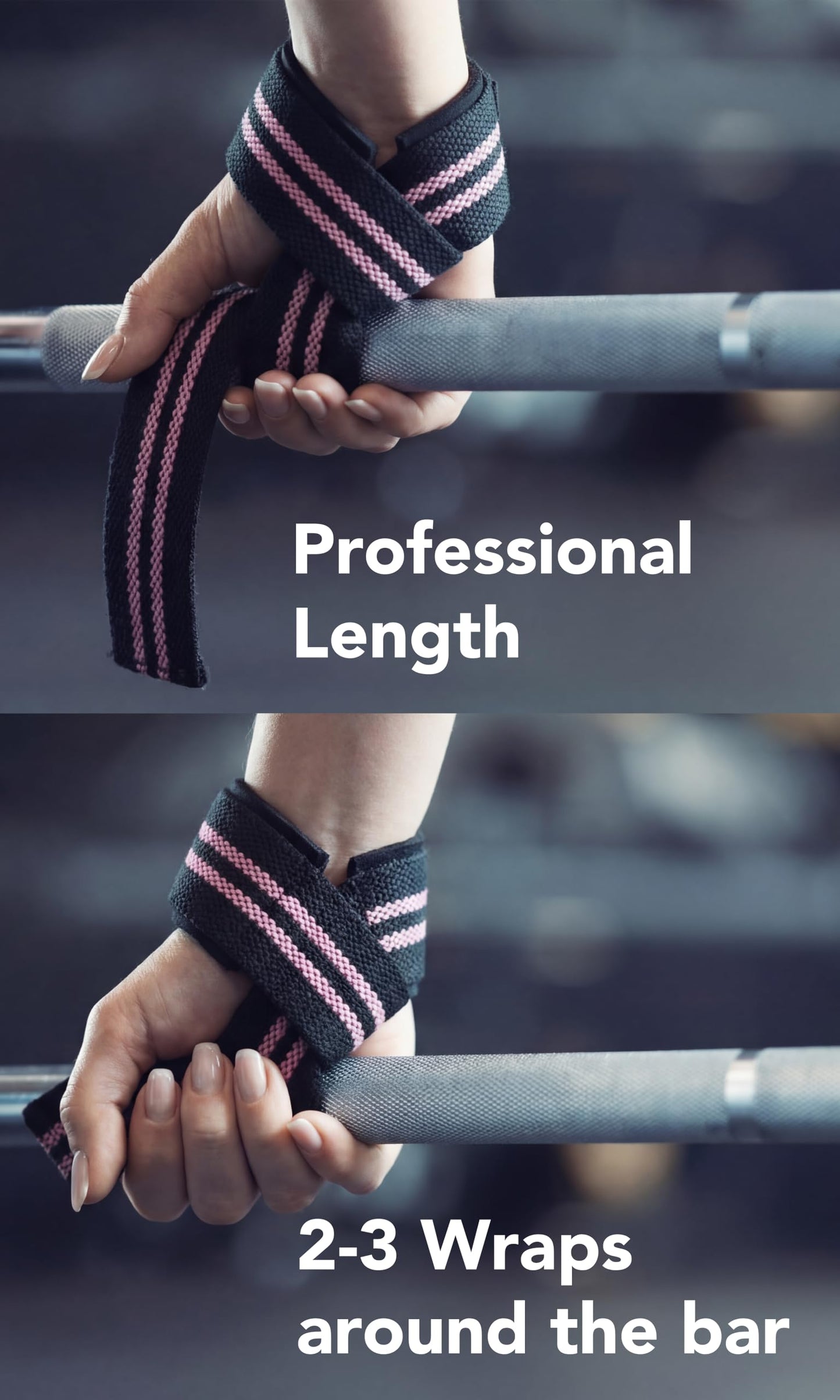 Fitgriff® Lifting Wrist Straps for Weightlifting, Gym, Deadlift, Workout (Made of Premium Cotton & Padded) - Men & Women (Standard, Black/Pink)