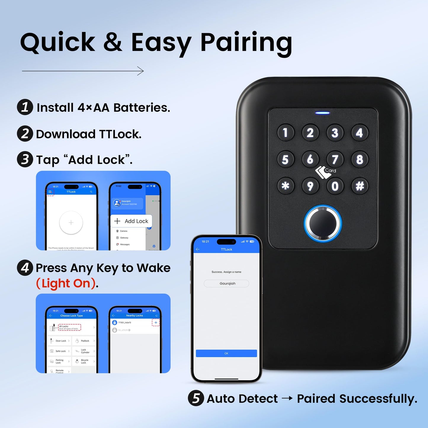 Upgraded Smart Key Lock Box for Outdoor-Key Safe with Fingerprint, Passcode, App, Card & Keys Access,IP65 Waterproof, Wall Mount or Shackle, Ideal for Airbnb, Family & Realtors | TTLock App Version