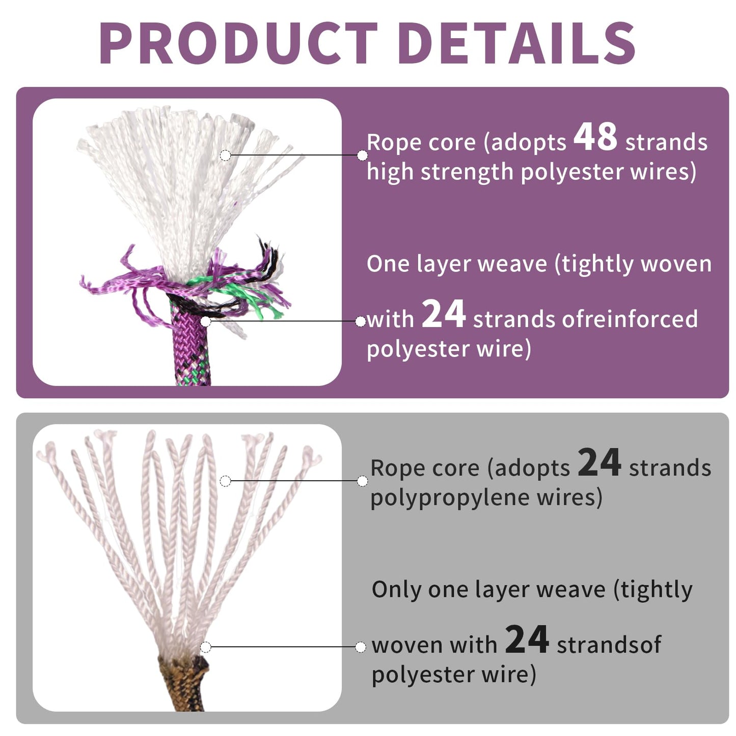 Arborist Rope Tree Climbing Rope(1/2 Inch x 100ft) 48 Strands Bull Rope for Construction Climbing Swing Sailing