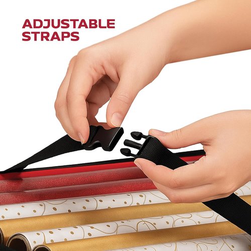 Christmas Wrapping Paper Organizer by [Brand Name] - Storage Bag with Straps & Pockets, Fits Up to 24 Rolls | Black