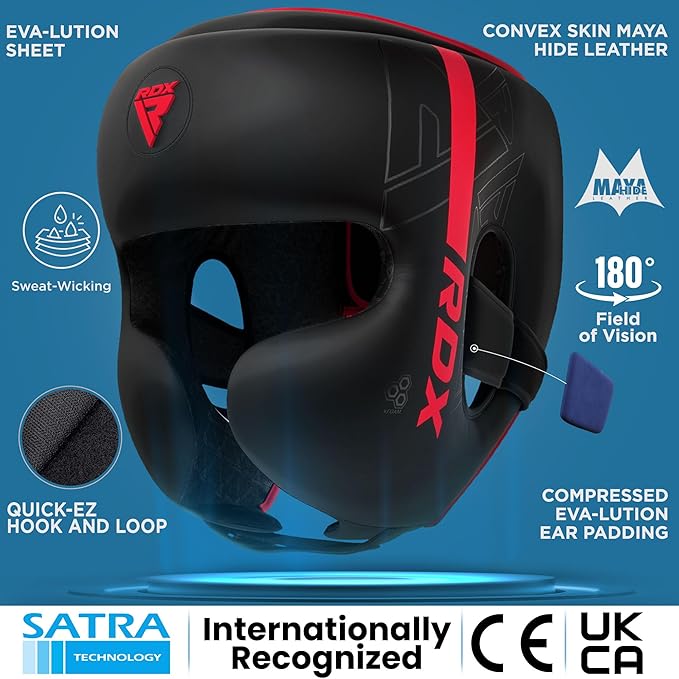 RDX Kids Boxing Headgear, MMA Training, Adjustable Padded Kara Muay Thai Juniors Head Gear, Kickboxing, Sparring, Martial Arts, Karate, Taekwondo Youth Girls Boys Helmet, Home Gym Workouts