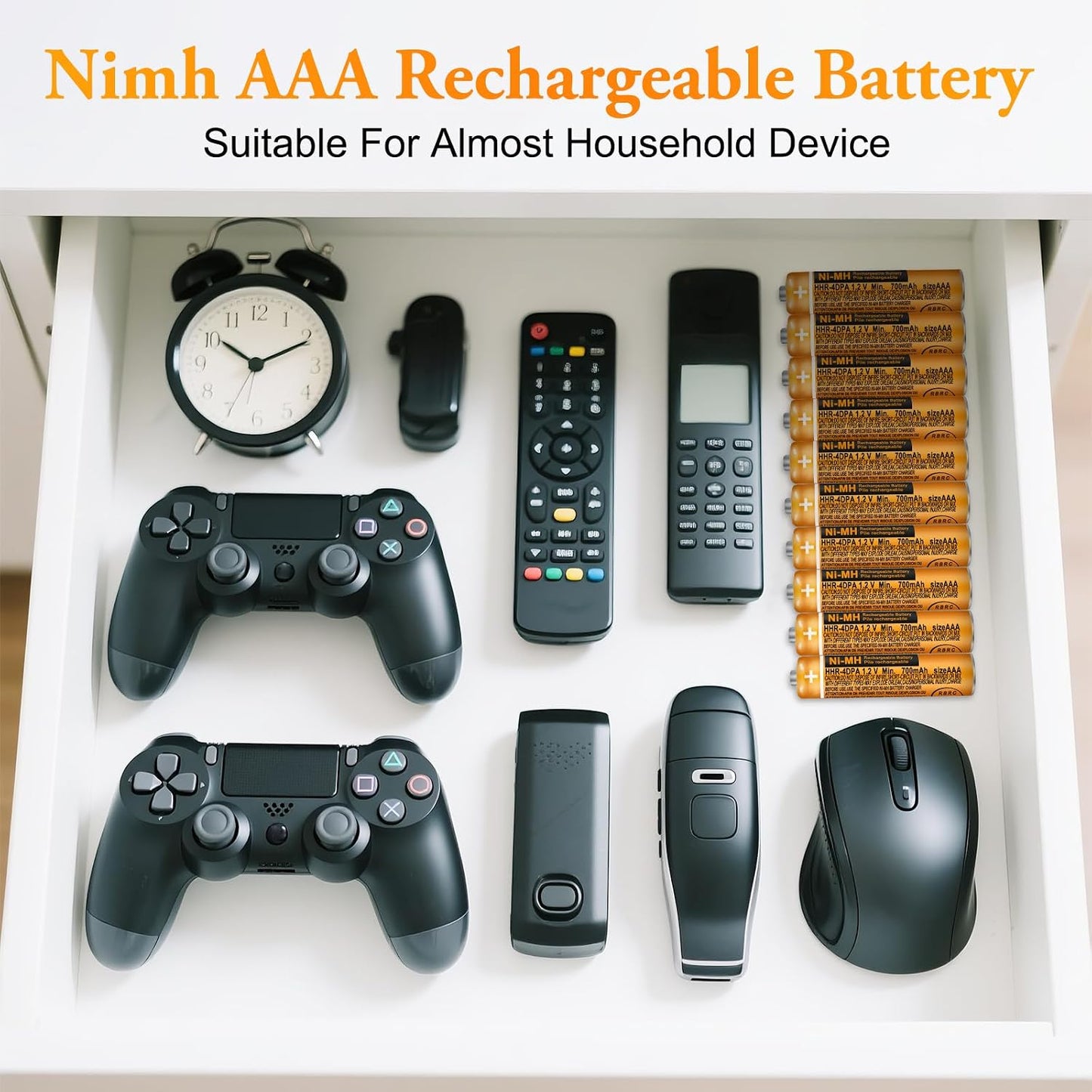 CUCESH 1.2V 700mah (4) NI-MH AAA Rechargeable Battery Rechargeable AAA Batteries for Panasonic Cordless Phones, Remote