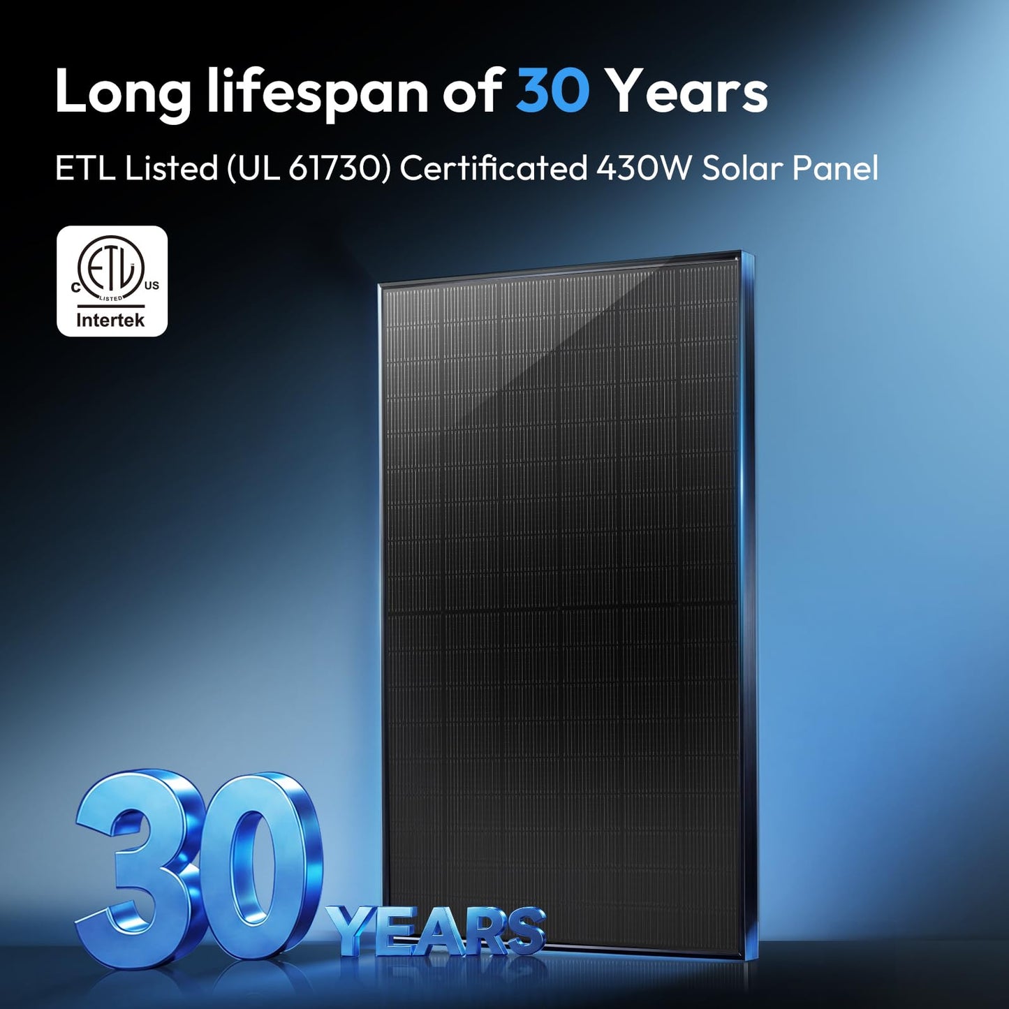 860 watt Bifacial Solar Panels,UL61730 Certified 2PCS 430W 24V/48V High Efficiency Solar Panel with A+ Grade Solar Cells for Residential Farm Garden Off Grid Home