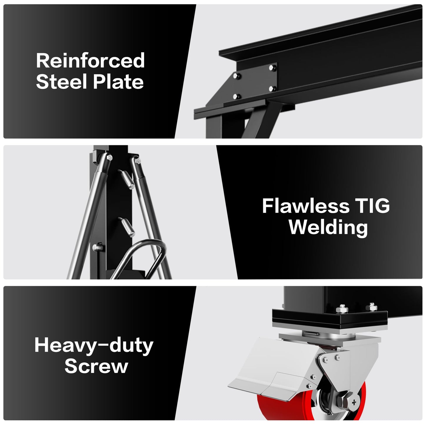 SILVEL 3 Ton Gantry Crane, Max 6600Lbs 8.53FT Maximum Working Width, Adjustable Height 8.53-12.47FT, Portable Shop Lift Hoist with 3 Ton Manual Trolley for Factories, Warehouses, Garage,Black