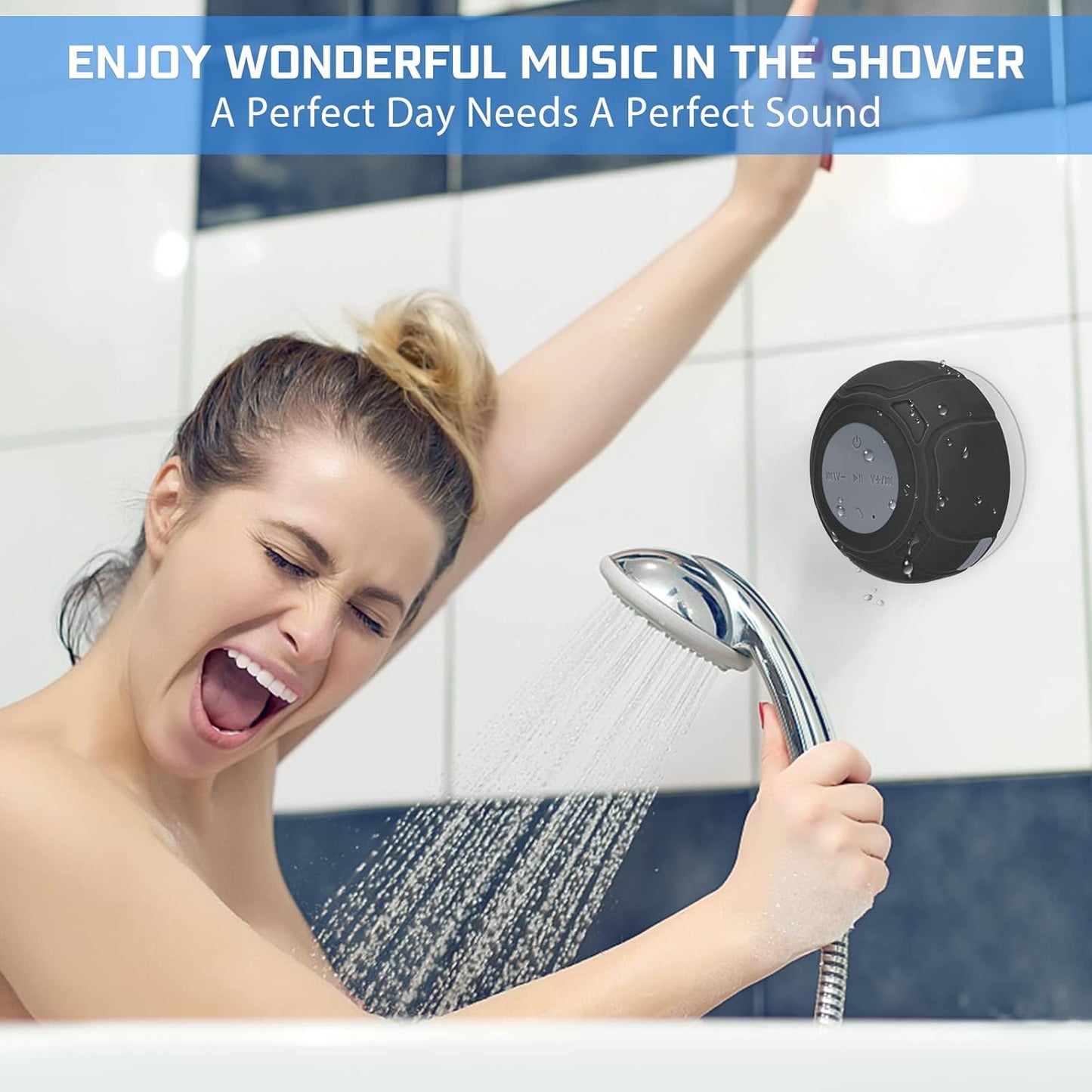 LUKADER Mini Bluetooth Shower Speaker Waterproof Cute Portable Wireless Water-Resistant Speaker Suction Cup,Handsfree