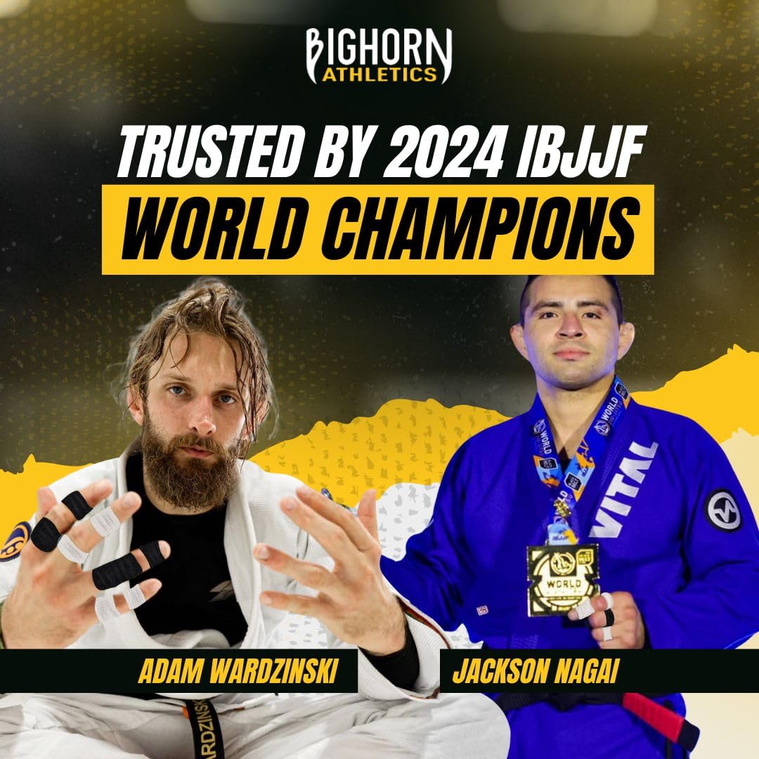 Bighorn Athletics Jiu Jitsu Finger Tape, 0.3-Inch x 45-feet, 8-Rolls | Residue-Free, Zinc Oxide Adhesive | Athletic Sports Tape for BJJ, Wrestling, Climbing, Volleyball, Hands & Toes | Black & White