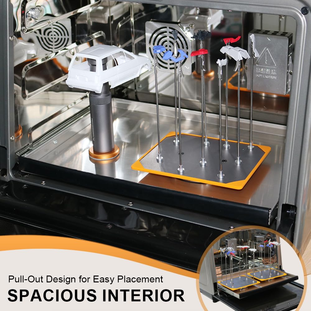 Model Hand-Painting Booth with Hot Air Dryer - LED Light, Timer, Strong Exhaust & Storage Tray for Art Crafts, Mini Collectibles