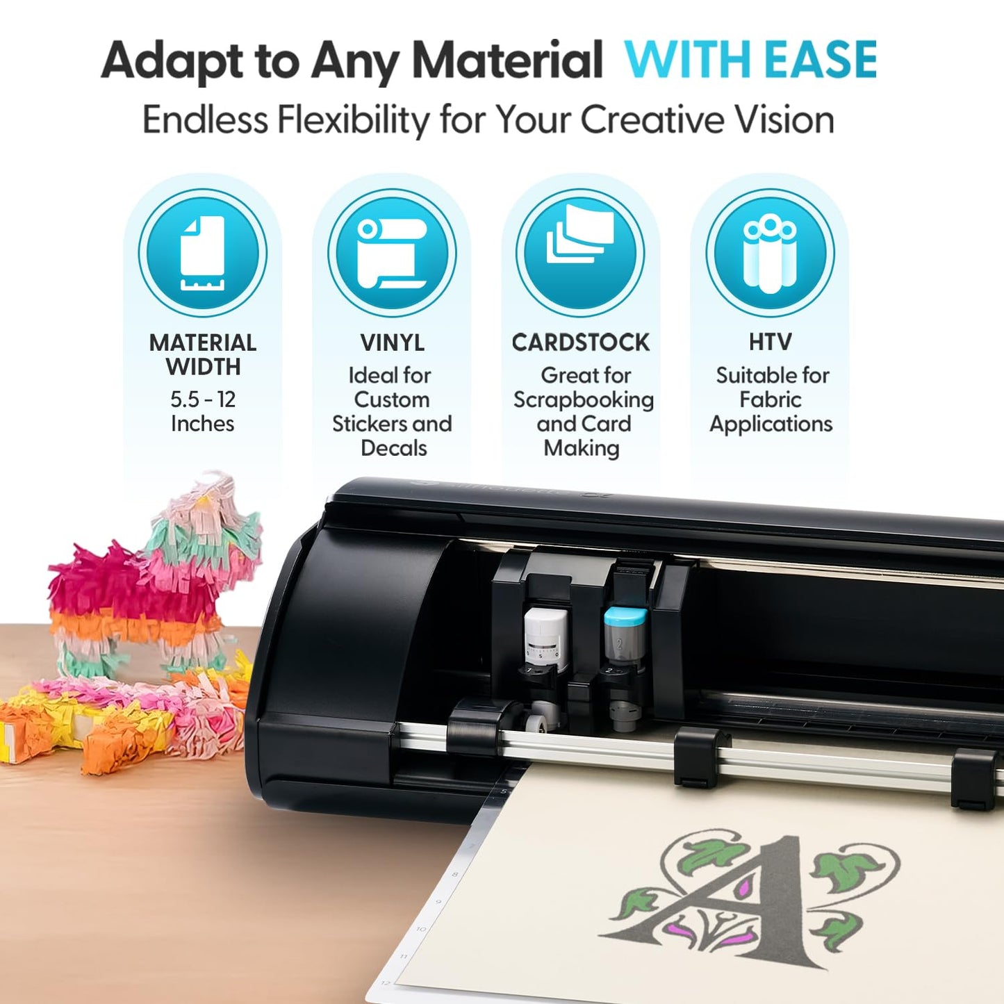 Silhouette America Cameo 5 Alpha (α) - Smart Cutting Machine for Print & Cut - Quiet Operation with AutoBlade, Studio Software, Cutting Mat- Matte Black (Deluxe Bundle)