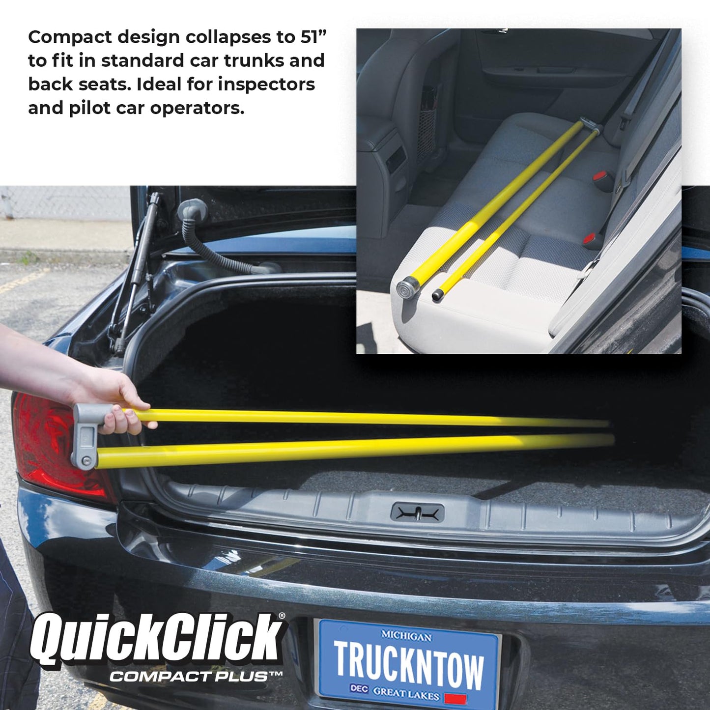 Quickclick Compact Plus Load Height Measuring Stick - Measures Up to 15 Feet - Measure Your Load Before You Hit The Road™