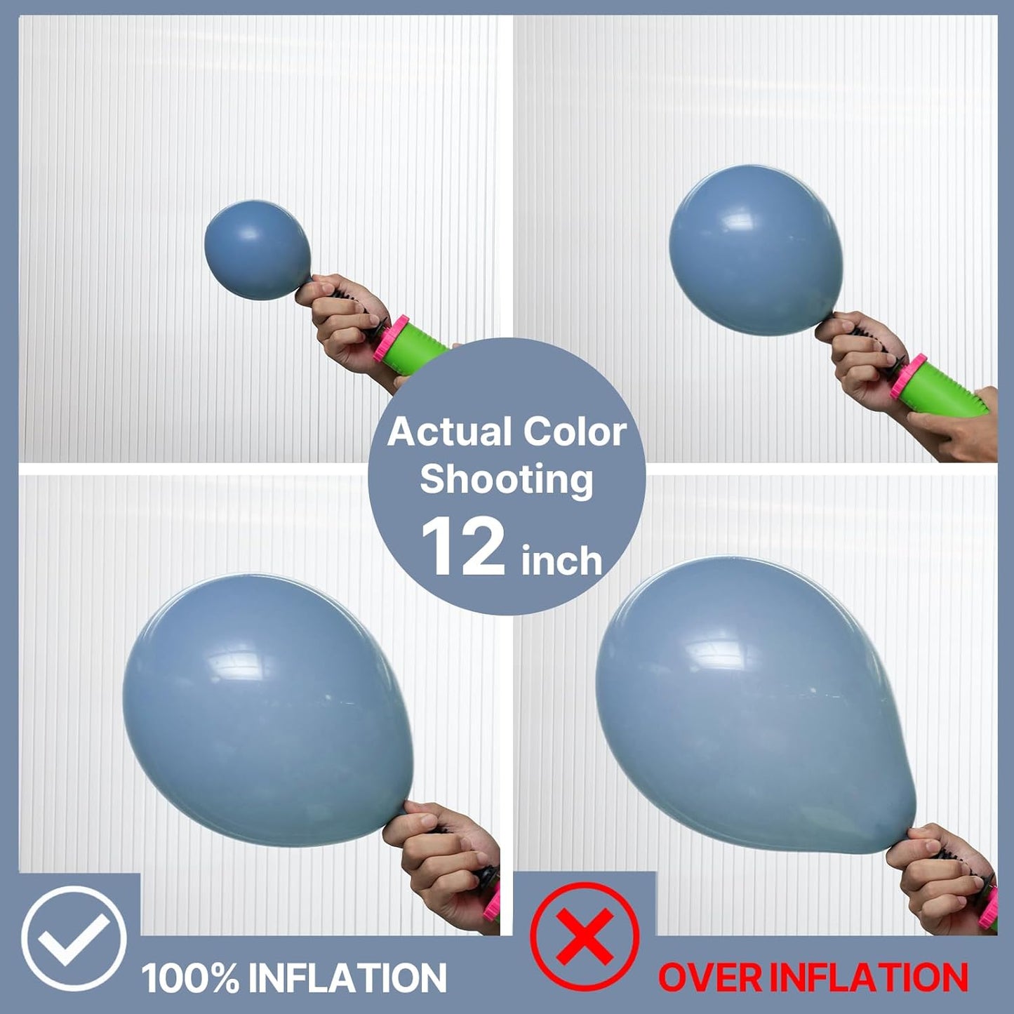 PartyWoo Dusty Blue Balloons - 101pcs 12 Inch Slate Blue Latex Helium Balloons for Celebrations