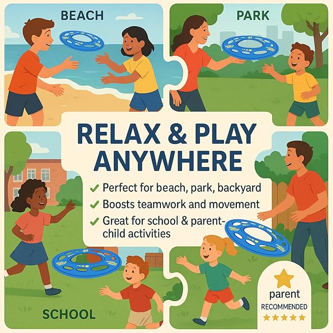 Giant Flying Disc Soft, Foldable & Floats in Air - Encourage Outdoor Play & Family Fun - Great for Kids, Parent-Child Interaction, and School Activities (27 Inch)
