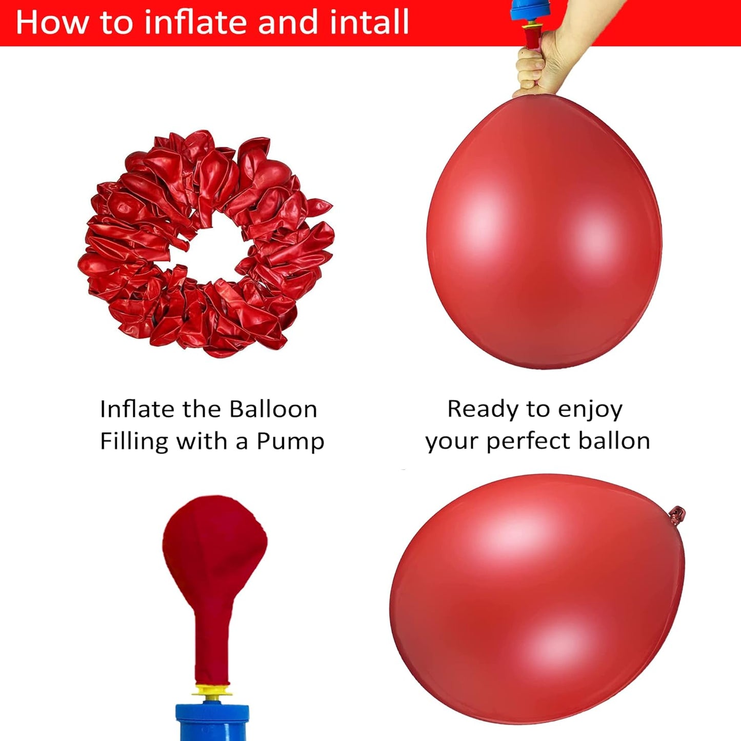 Skiennix Balloon Garland Kit - 115 Pcs Red & Metallic Gold Latex Balloons | 16 Ft Arch for Weddings & Parties