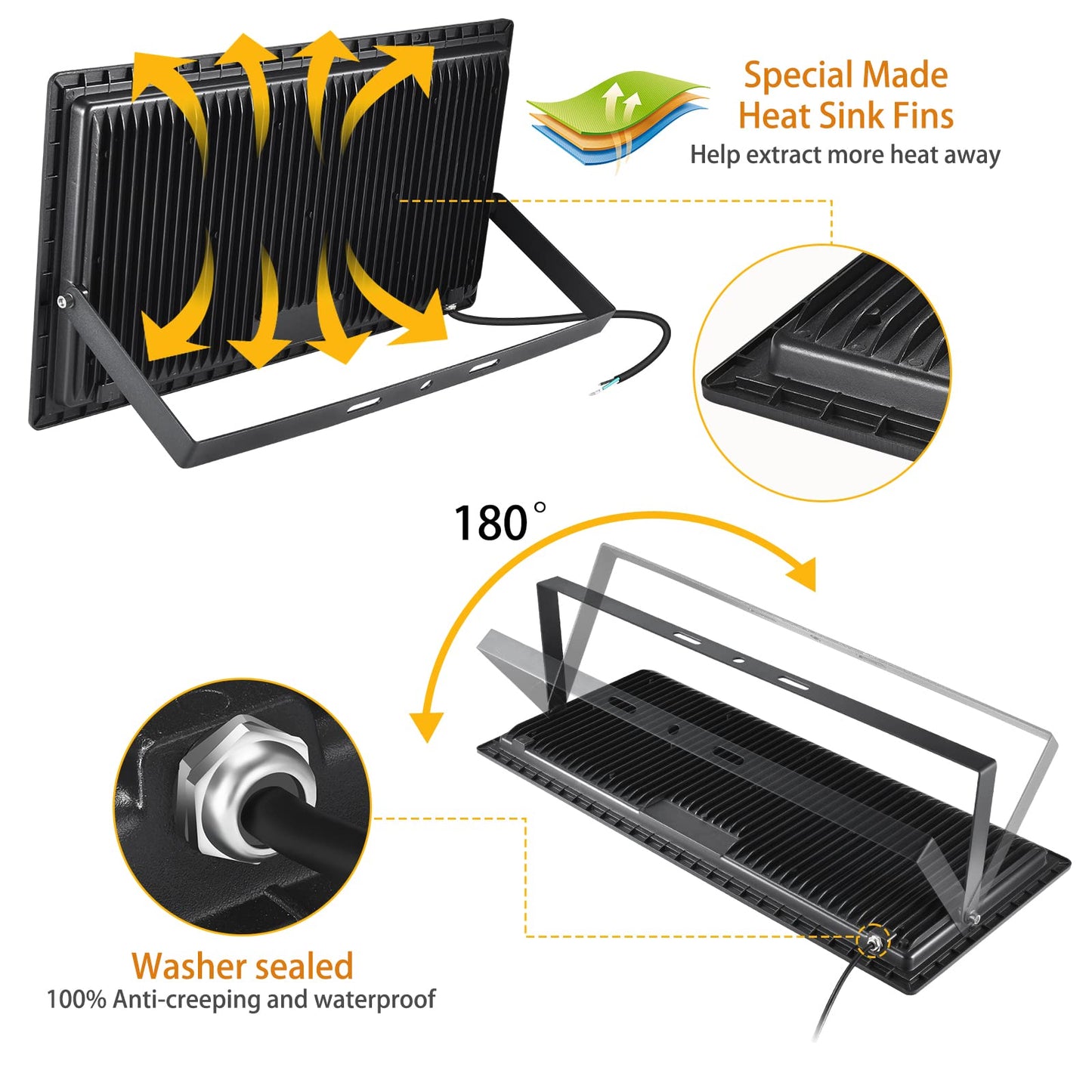 600W 2pack LED Stadium Flood Lights ,(3050W Equivalent)67500LM Super Bright LED Arena Outdoor Lights,100-277V IP66 Waterproof 5000K Daylight White Commercial Lighting for Sports Fields and Counts