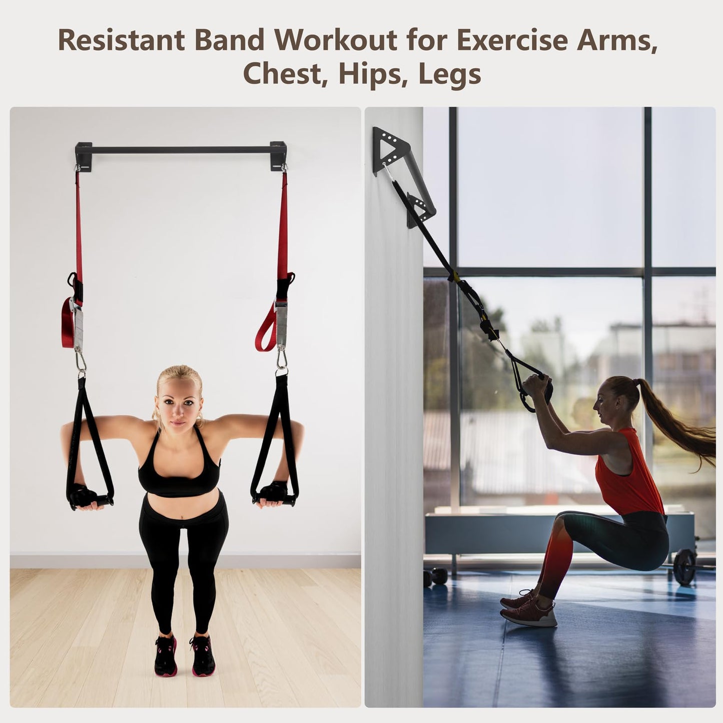 Purife Wall Mounted Pull Up Bars Doorway, Heavy Duty Strength Training Pull-Up Bars for Doorframe, Support Beam or Joist Mount Thick Metal Sturdy Chin Up Bars 500 lbs