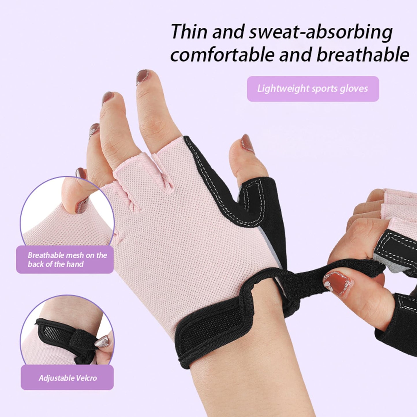 Workout Gloves for Women, Fingerless Weight Lifting Gloves with Full Genuine Suede Palm, Enhanced Grip, Full Palm Protection, Breathable Gym Gloves for Fitness, Training, Cycling, Pull Ups