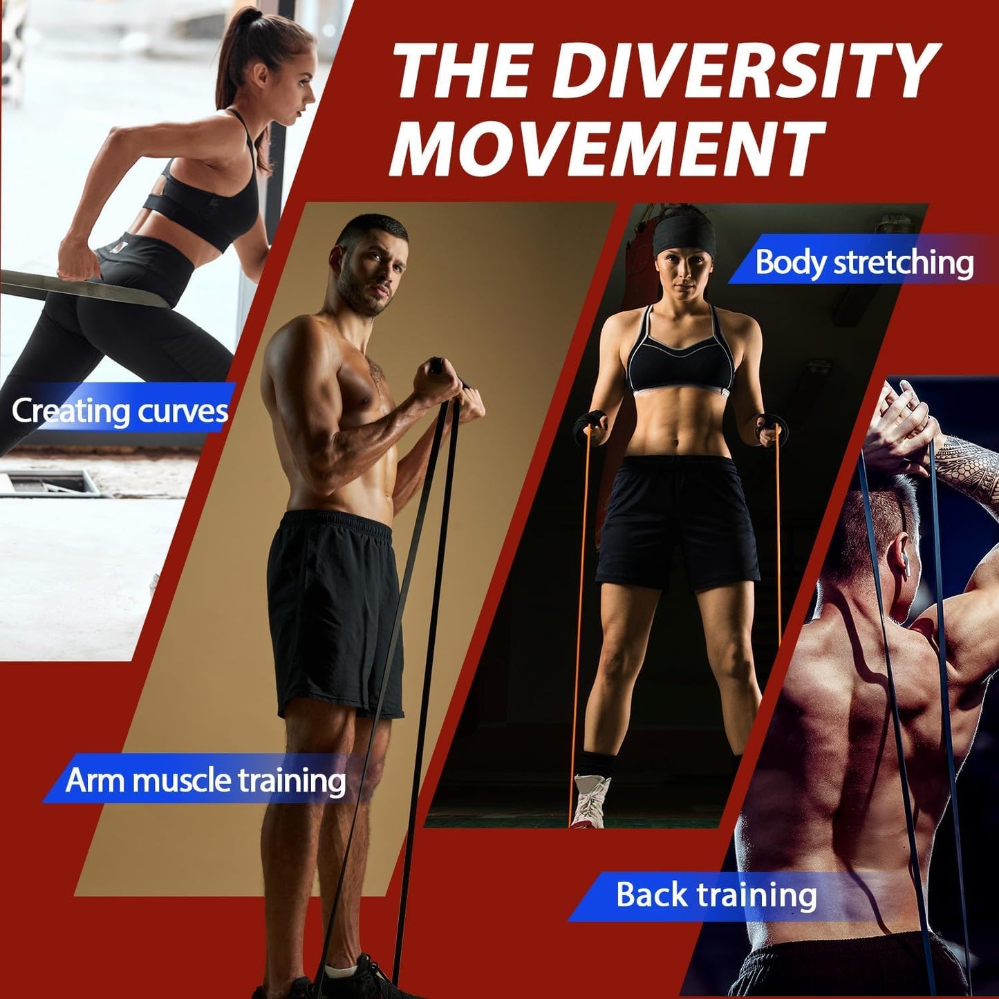 LEEKEY Resistance Bands for Working Out, Exercise Bands with Door Anchor,Pull Up Assistance Bands for Men and Women- Strength Bands for Fitness Training, Physical Therapy,Home Workouts