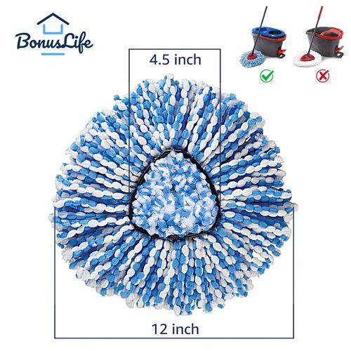 2-Tank Mop Heads Replacements for O-Ceda RinseClean Dual System, Microfiber Refills, Easy Cleaning Mop Repalce Head Blue 6 Pack