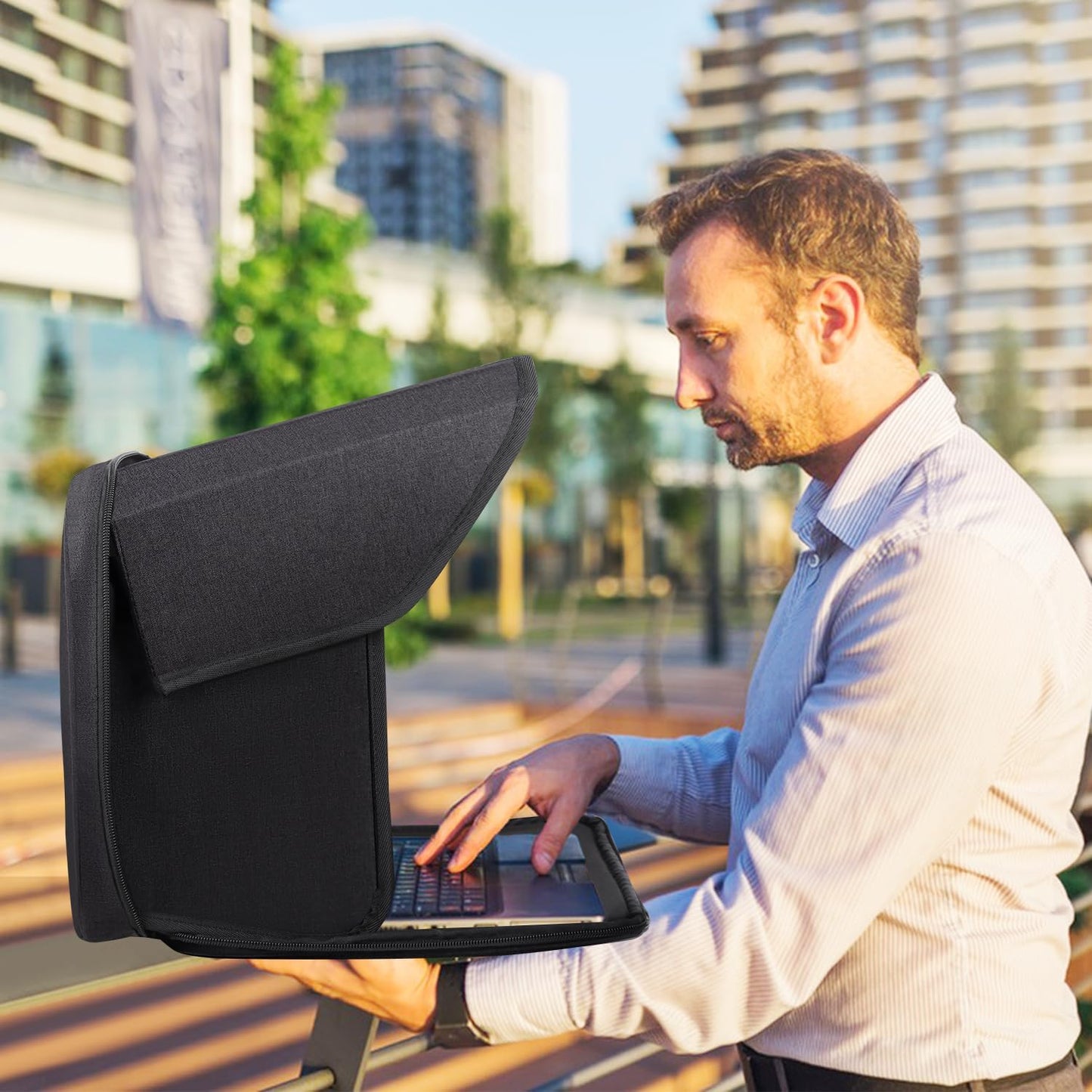 TUSIASC 12-14inch Laptop Sun Shade,Laptop Sun Shade for Working Outside,Foldable and Portable Screen Sun Glare Shield