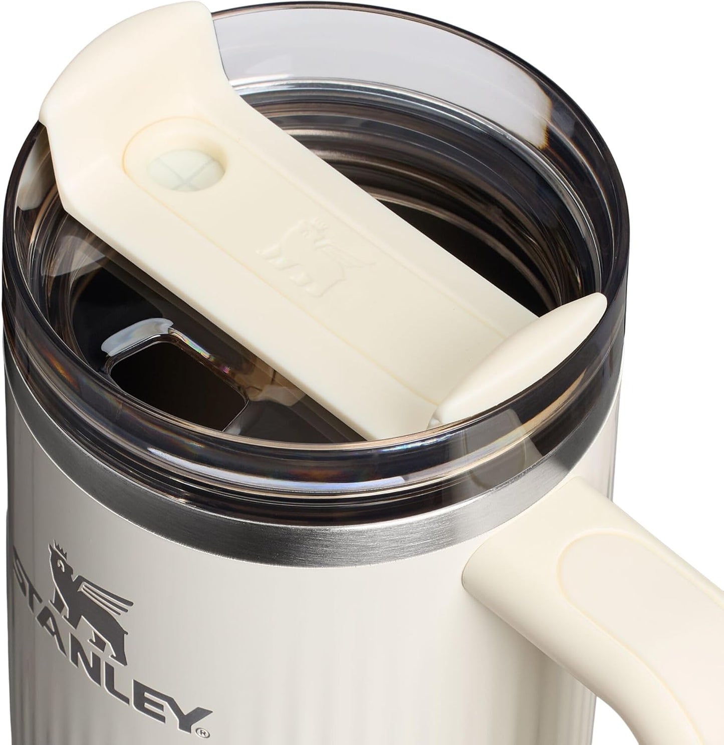 STANLEY Quencher H2.0 Tumbler - 30 oz Insulated Stainless Steel with Handle & Straw | BPA-Free Fluted Cream Gloss