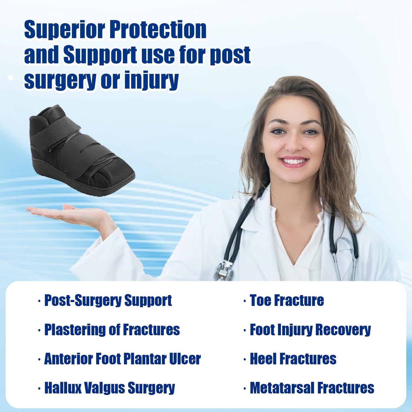 Estinko Closed Post Op Shoe, Post Op Shoes, Fracture Medical Walking Shoes for Men and Women-Post Surgery or Operation Foot Support, Broken Foot or Toe, Squared, M