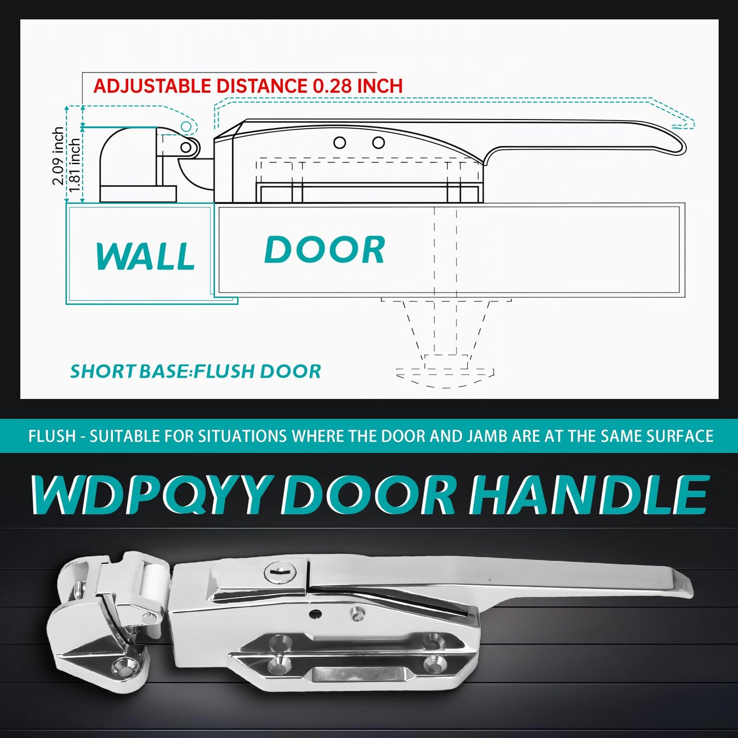 Heavy Duty Walk-in Cooler Door Closer Complete Latch Kit, Freezer Doors Handle with Release Handle for Freezer, Container, Warehouse and Oven, Offset -1/8 in to 1/4 in(Flush)