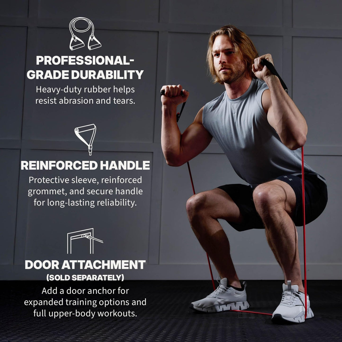 SPRI Xertube Resistance Bands with Handles – All Exercise Cords Sold Separately with Home Gym Workout Fitness Door Anchor Attachment Option