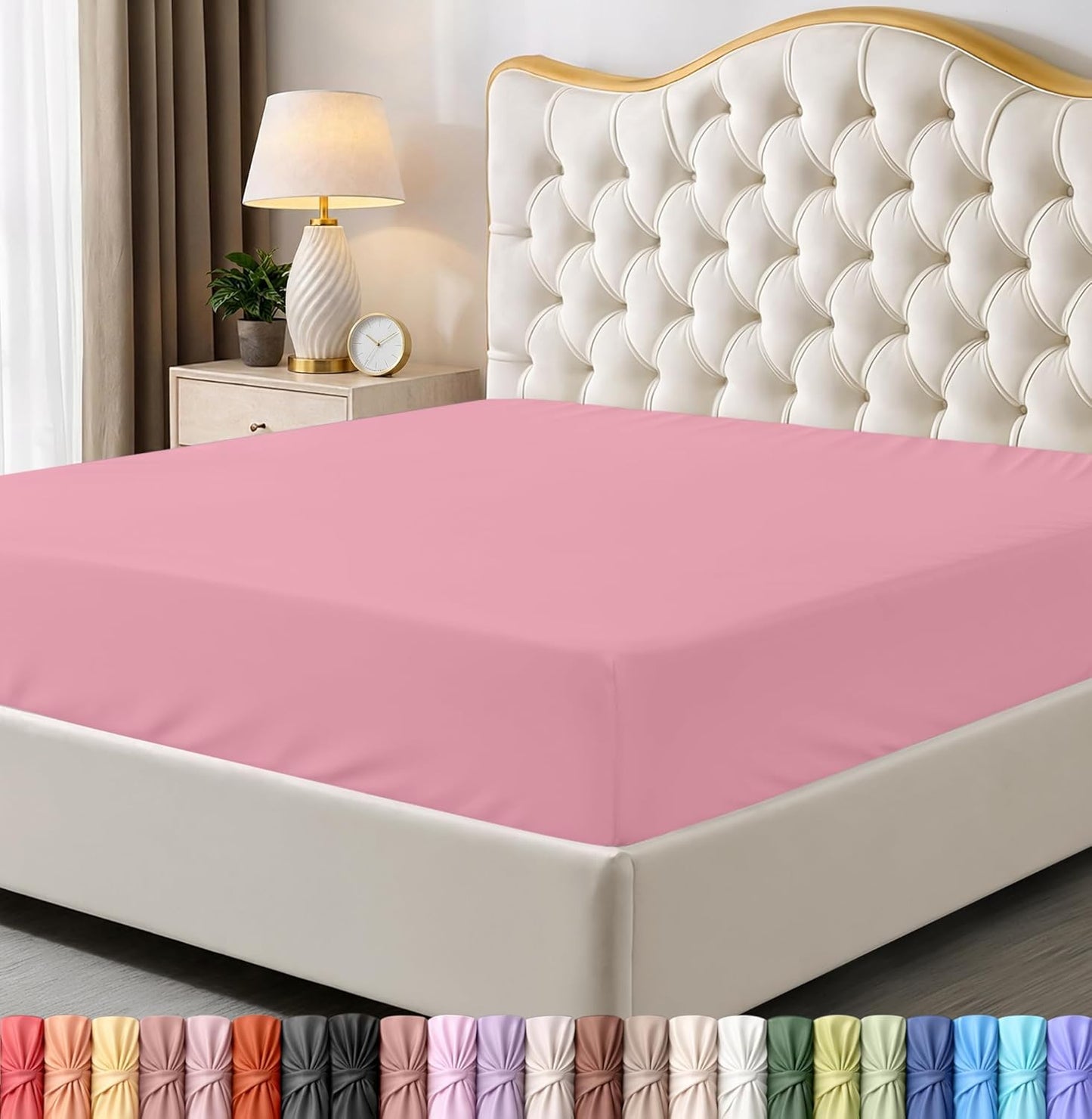 Utopia Bedding Queen Fitted Sheet - Deep Pocket Soft Microfiber - Fade Resistant & Easy Care (Pink)