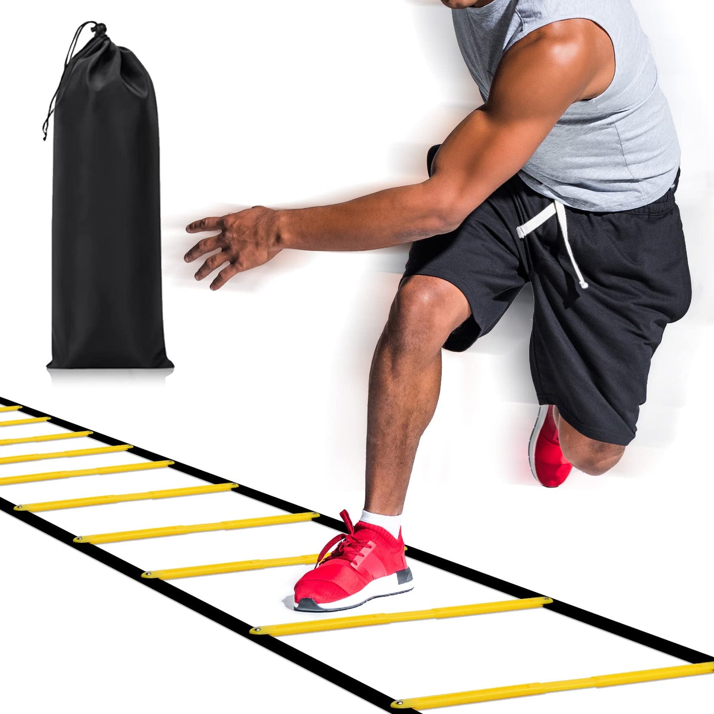 Happy Jump Agility Ladder 12 Rung 20 FT Speed Training Ladder Drill Sports Workout Equipment for Football Soccer Footwork Exercise (Yellow)