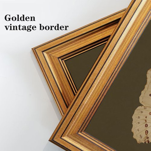 Gold Framed Vintage Butterfly Canvas Wall Art - Moody Insect Artwork for Living Room, 8x10