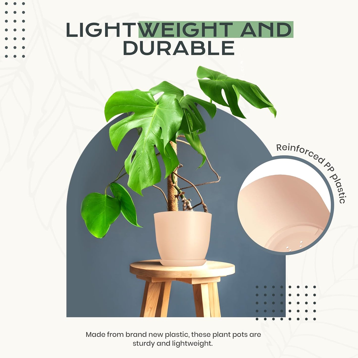 Utopia Home - Indoor Plant Pots with Drainage - 7 to 4.8 Inches, Pink Plastic Planters for Succulents & Cacti | Pack of 10