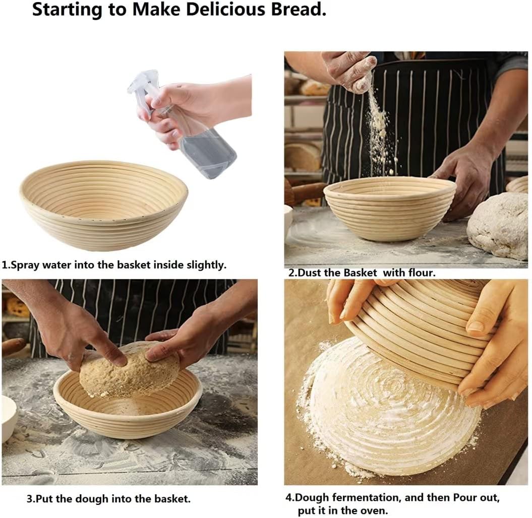 Skiennix Round Banneton Basket - 7 Inch Bread Proofing Bowl with Removable Liner | Perfect for Sourdough Baking (2 Pack)